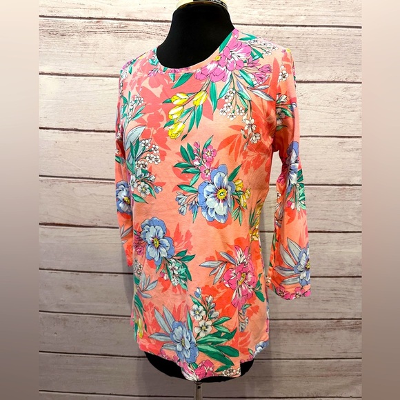 Hawaiian Floral Print Too by Kim Rodgers -Size Medium 3/4 Sleeve, Office Summer - Picture 1 of 2